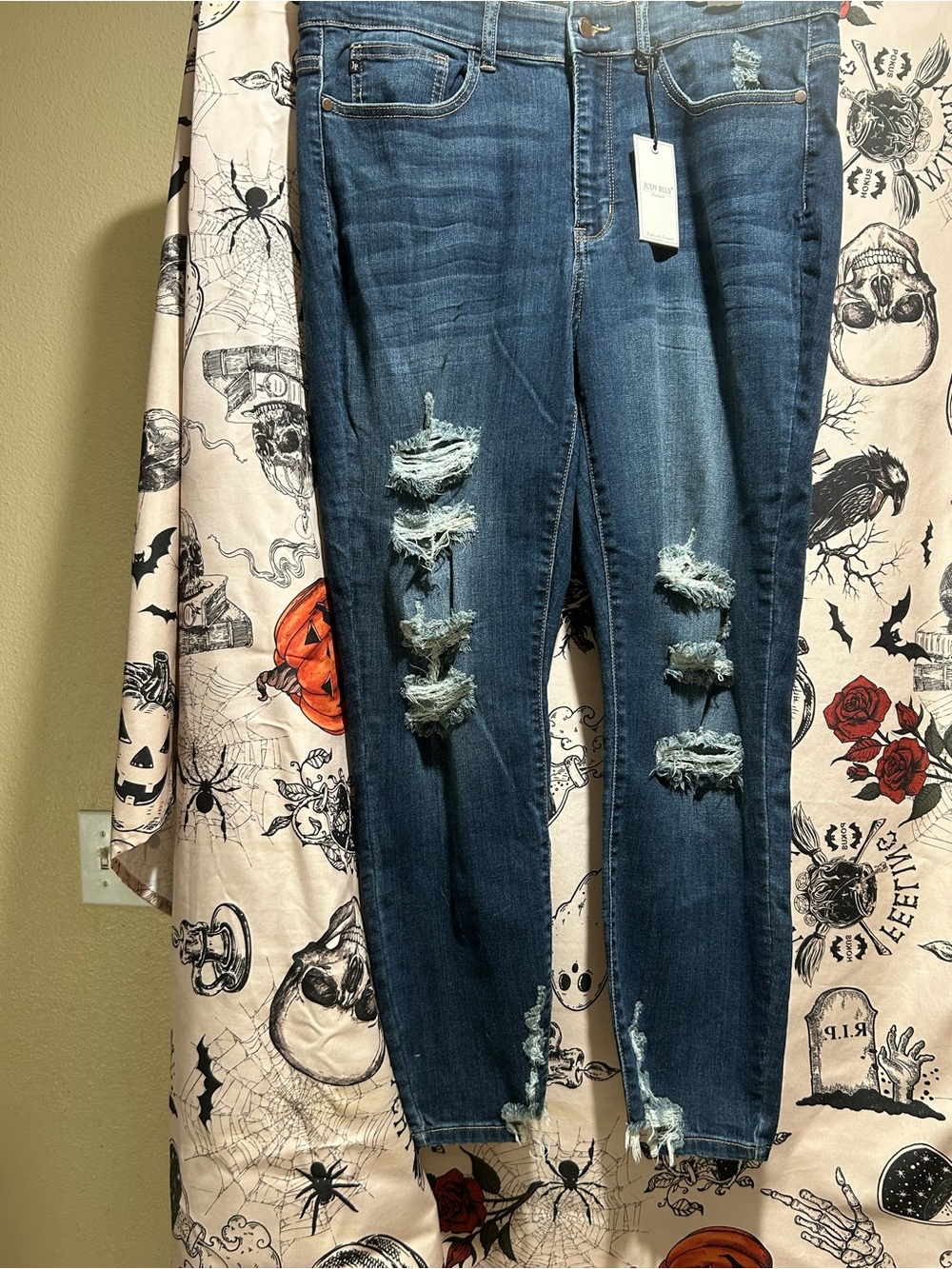 Judy Blue Dark Blue Distressed Skinny Jeans